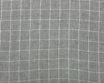 P Kaufmann BENNET CARBON GREY Finestra bianca a quadri 100% lino Cuscino Artigianato Tappezzeria Biancheria da letto Tendaggi Tessuto di lino tagliato a misura 54" di larghezza