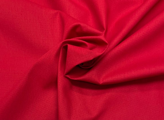 SOLID CLASSIC RED Ripstop Poly Cotton Apparel Grade Uniform Bags Tear Resistant Soft Strong Fabric By The 1/2(0.5) Yard 67"W
