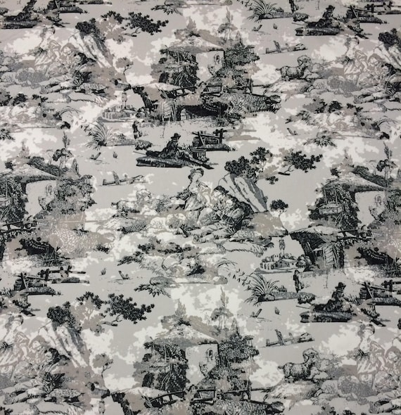 BIRMINGHAM MERCURY GREY Vintage Worn Away Look Country Toile Kissen Craft Kissen Bettwäsche Stoff Meterware 135 cm Breite #D4491
