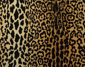 BRAEMORE JAMIL NATURAL Black Gold Leopard Cheetah Tiger Velvet Pillow Cushion Upholstery Furniture Drapery Fabric By The Half(1/2) Yard 54"W