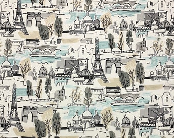 Waverly SITES OF PARIS Cloud Blue France City Eiffel Tower Furniture Pillow Drapery Craft Bedding 100% Cotton Fabric By Yard 54"W