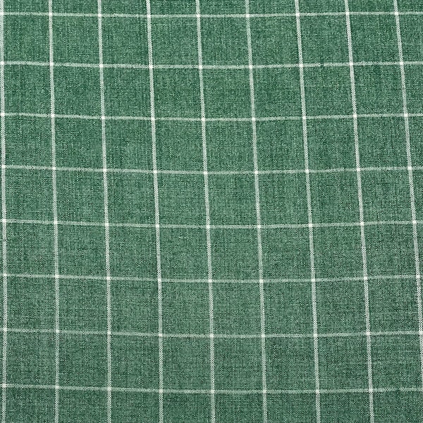 P Kaufmann BENNET BASIL Green White Windowpane Check 100% Linen Pillow Crafts Upholstery Bedding Drapery Linen Fabric By the Yard 54"Wide