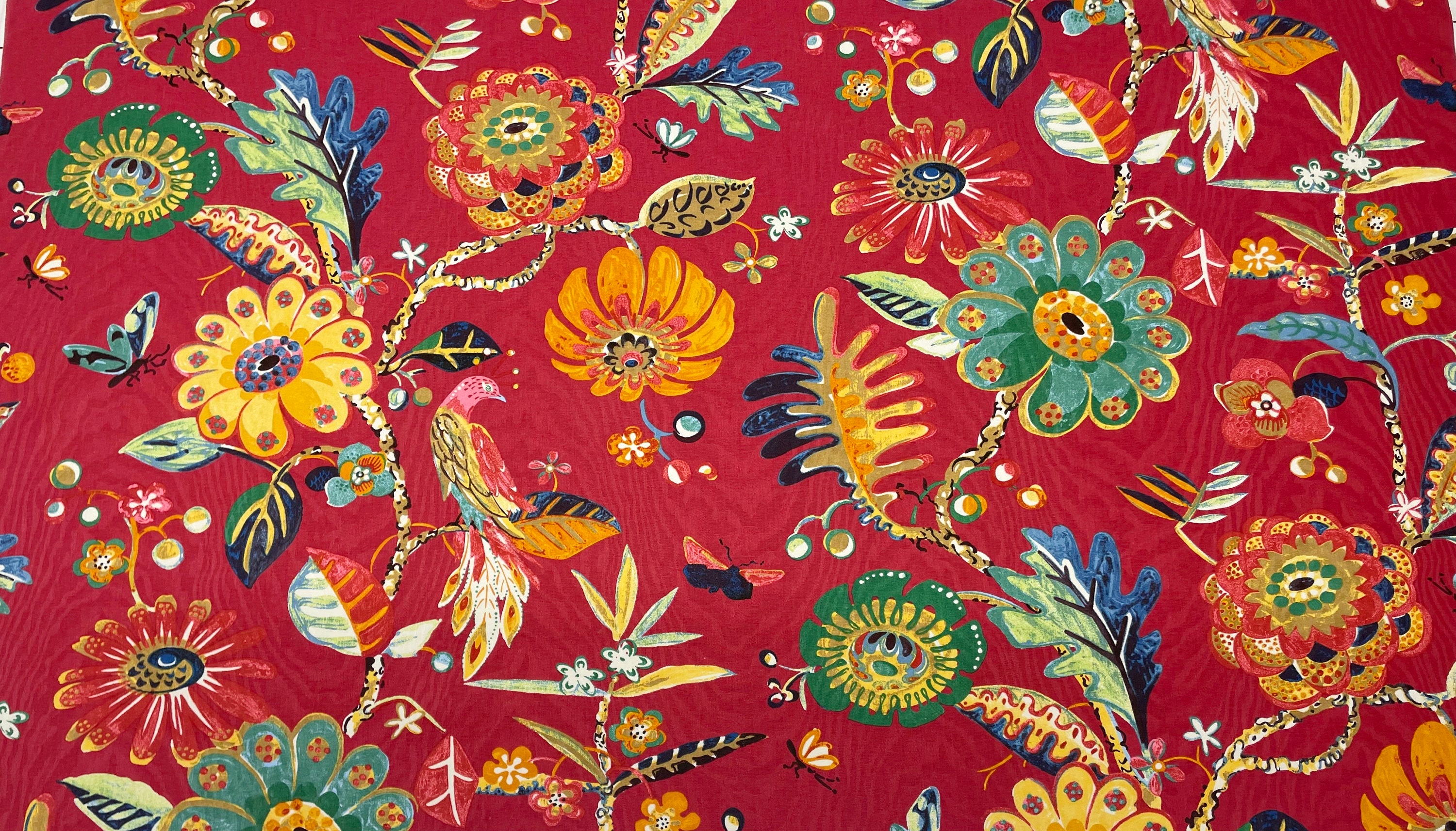 Feelyou Poppy Flowers Upholstery Fabric by The Yard, Red Floral Botanical  Reupholstery Fabric for Chairs, Rustic Garden Theme Decorative Fabric for