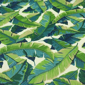 Richloom BALMORAL OPAL Blue Green Large Tropical Leaf Outdoor Patio Drapery Furniture Cushion Crafts Pillow Fabric By The Yard 54&quot;W