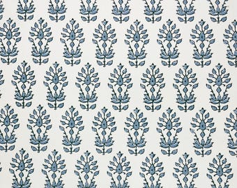 Ballard Designs ANNIE CORNFLOWER Floral Leaf Drapery Curtains Upholstery Pillow Craft Bedding 100% Cotton Fabric 1 Yard 54"Wide