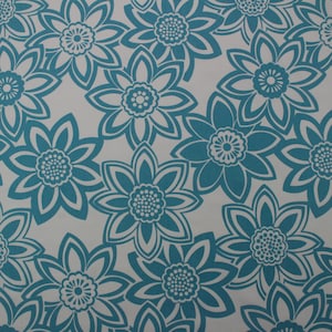 Cotton White Navy Blue Green Grey Floral Abstract Drapery Fabric