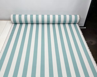 OUTDURA 7055 KINZIE AQUA Blue White Canvas Stripe Compare to Sunbrella® Outdoor Indoor Drapery Furniture Cushion Fabric By The Yard 54"W