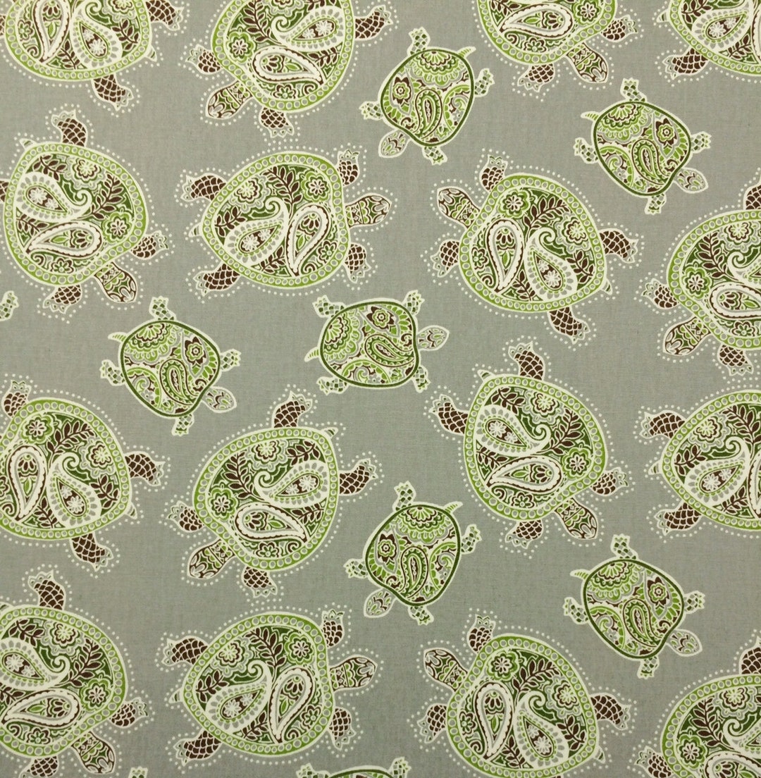 Tommy Bahama TRANQUIL TURTLE FOSSIL Gray Green Turtles Paisley Etsy