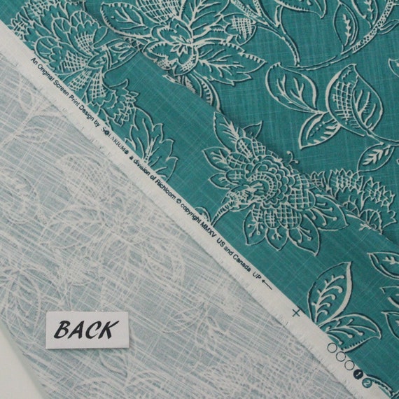 RICHLOOM FLORAL VINE SMOKE BLUE AND YELLOW JACQUARD FABRIC BY THE YARD 110/" WIDE