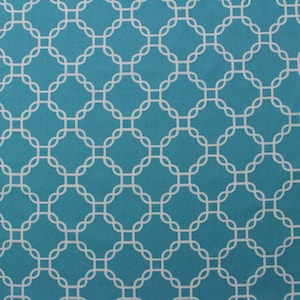 GOLDING Fabrics CRISS CROSS Turquoise Blue White Geometric Chain Gate Drapery Upholstery Pillow Craft Bedding Fabric By Yard 54"Wide #D3264