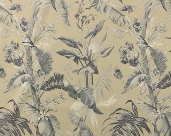 BRAEMORE BAMBOO PALM Graphite Gray Tropical Floral Pillow Duvet Cover Drapery Furniture Upholstery Multipurpose Fabric By Yard 54"Wide