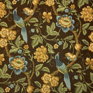 ROBERT Allen PEONY CALL Turmalina Marrón Whippoorwill Pájaro Floral Enredadera Tapicería Artesanía Cojín Ropa de cama Tela multiusos cortada a medida 54" de ancho