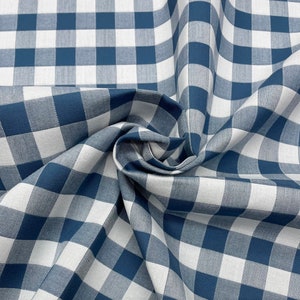 SUNBRELLA ® 45953-0008 CHECK Me Out Denim Niebieski Biały Tkany Kratka Zewnętrzny Wewnątrz Zasłony Meblowe Poduszki Tkana Tkanina cięta na wymiar 54"W