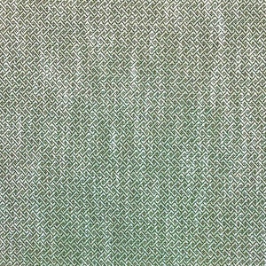 May include: A close-up of a green fabric with a repeating geometric pattern. The pattern is made up of small squares and diamonds.