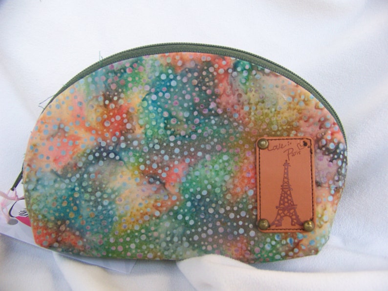 Persimmon Pouch Small in Oranges Blues MADE IN USA Cute little pouch Greens Batik fabric