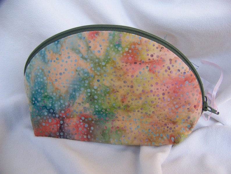 Persimmon Pouch Small in Oranges Blues MADE IN USA Cute little pouch Greens Batik fabric