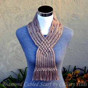 Knitting Pattern Only - Diamond Cabled Scarf