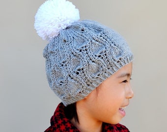 Little Vine Hat Knitting Pattern: Leaf Lace Knit Hat (PDF Download)