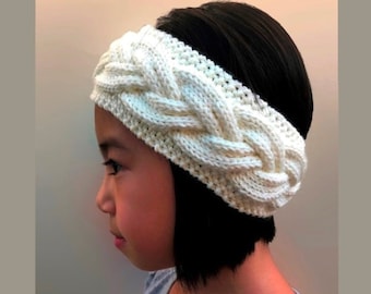 Milky White Cables Headband/Ear Warmer Knitting Pattern (PDF Download)