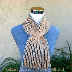 Knitting Pattern Only - Golden Strings Scarf