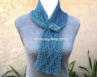 Padrão de tricô para cachecol de renda real: trança estilo Ascot com buraco de fechadura (download em PDF)