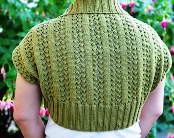 Diamond Rib Lace Bolero Knitting Pattern: Baby to Woman 11 sizes (PDF download)
