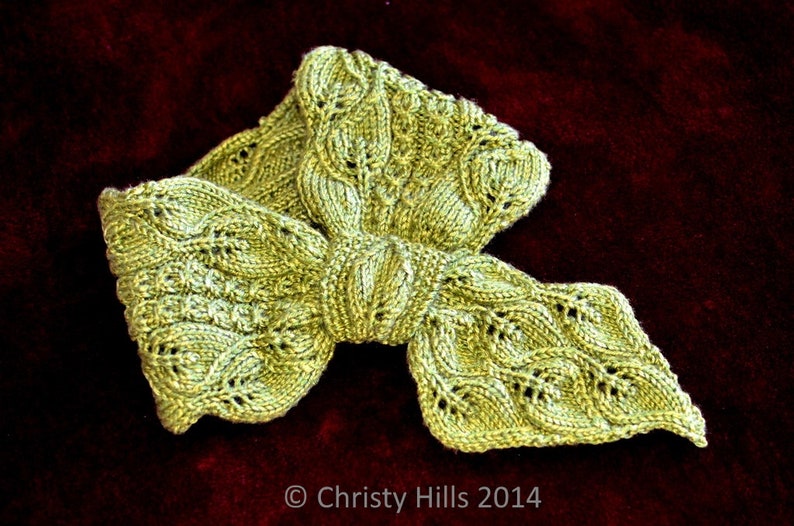 Leaves and Mock Cables Scarf Keyhole/Ascot/Pull-Through/Vintage/Stay On Scarf Knitting Pattern image 3