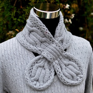 Knitting Pattern Only - Gray Circle Cables Scarf