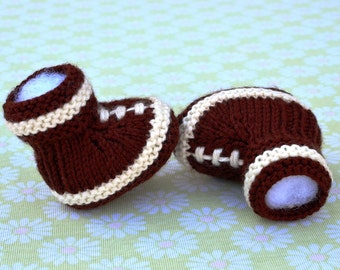 Knitting Pattern Only - Football Baby Booties