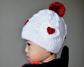 Knitting Pattern Only - Sweet Hearts Valentine Hat