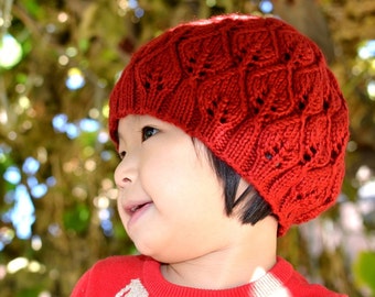 Leafy Hat Knitting Pattern: Leaf Lace Knit Hat (PDF Download)