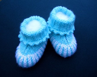 Knitting Pattern Only - Purple Striped Baby Booties