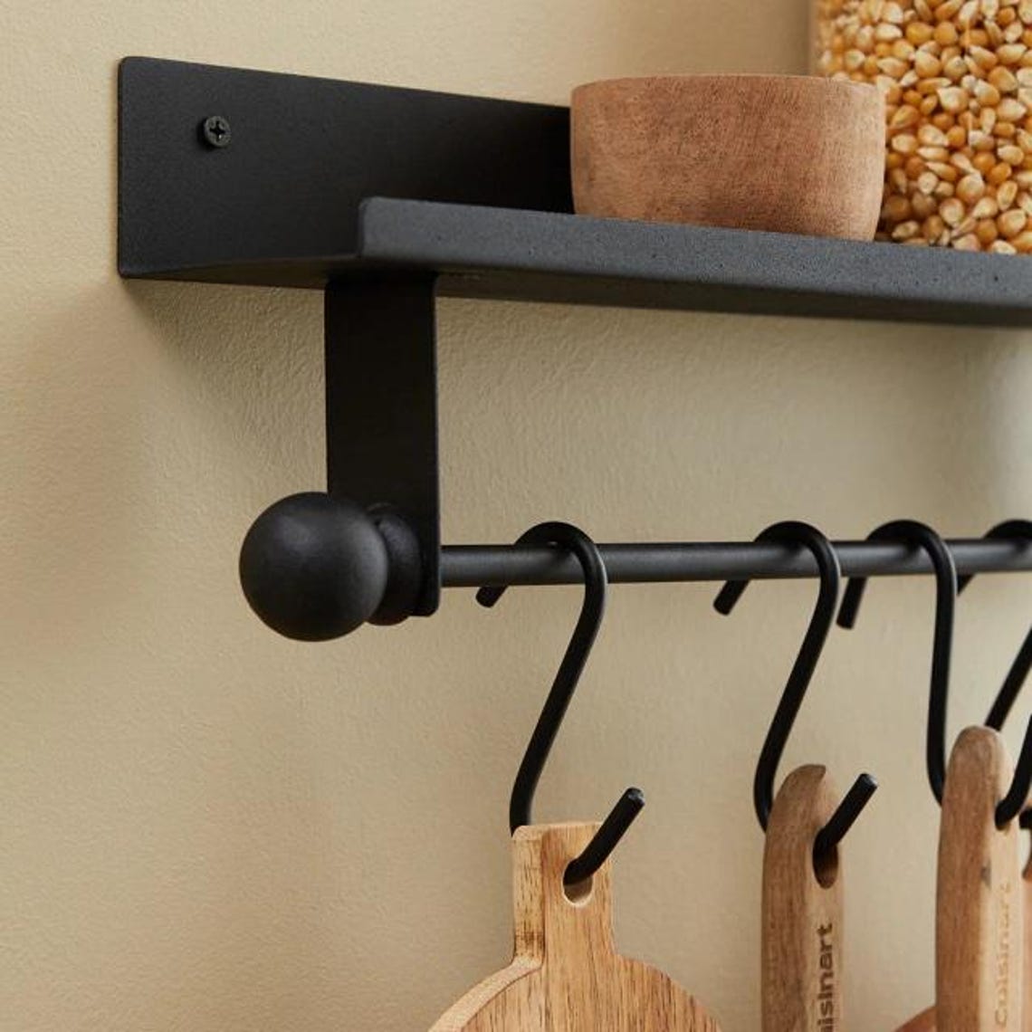 Spice Rack Hook Wall Mounted Spice Rack With Hanging Utensil Holder Hooks Mug Holder ...