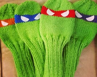 Patrón: cubierta para palos de golf de las Tortugas Ninja mutantes adolescentes.