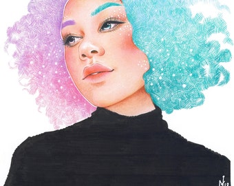 Cotton Candy Hair - Archival Giclée Art Print - Various Sizes