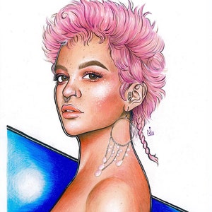 Pastel Brite Rainbow Hair - Original Color Illustration - Mixed Media - .br Pastel Brite Rainbow Hair - Original Color Illustration - Mixed Media - .br