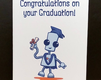 Ned the Robot - Cute Graduation Card