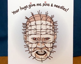 Your Hugs Give Me Pins and Needles - Horror Valentine Card