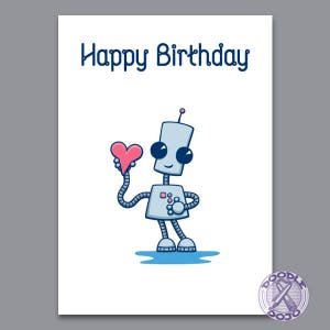 Ned the Robot Cute Birthday Card - Etsy