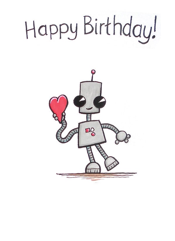 Ned the Robot Handmade Customisable Geeky Birthday Card - Etsy