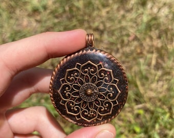 Boho Mandala. Orgone Pendant Necklace. Made w Elite Shungite, Lodestone and Tensor Ring. Powerful. EMF Protection. 5G Protection