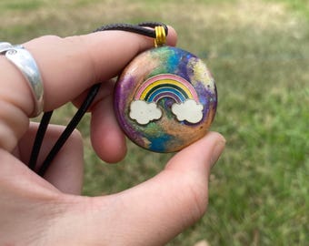 Rainbow. Orgone Pendant Necklace. TENSOR RING. Elite Shungite. Bronzite. EMF, 5G Protection.