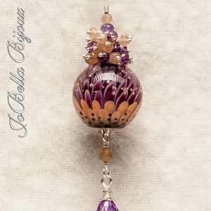 Glass Lampwork Bead/ Amethyst/ Coffee Moonstone/ Luxe Boho/ Gemstones/ Sterling Silver/ For Her/ Gift For Her/ Luxe Bohemian/ Jewellery