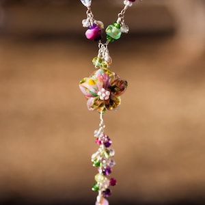 Secret Garden Lampwork and Gem Necklace - Linda Kaye Collection - Special Edition