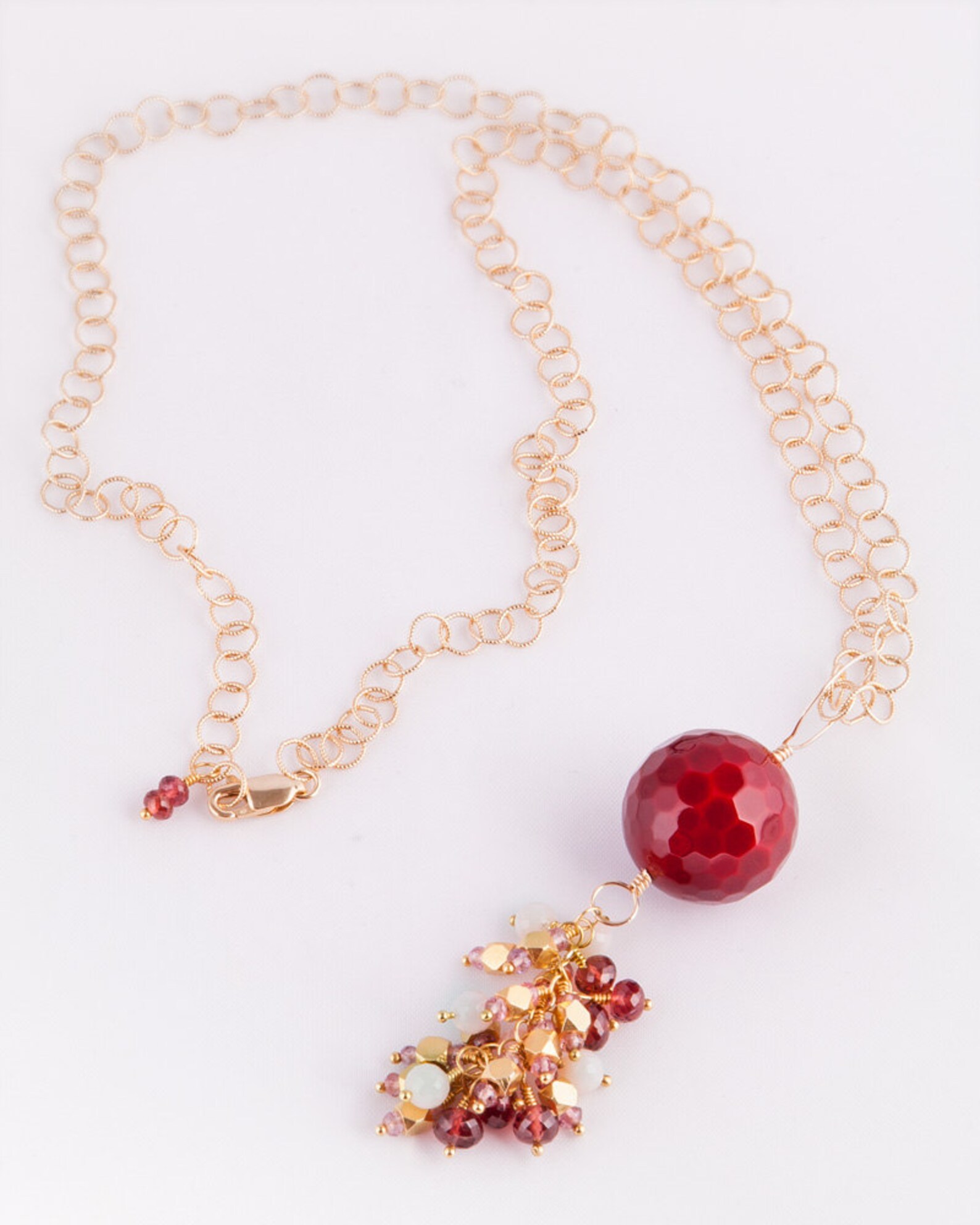 Rare Candy Apple Red Mother-of-pearl Necklace With Cluster of - Etsy