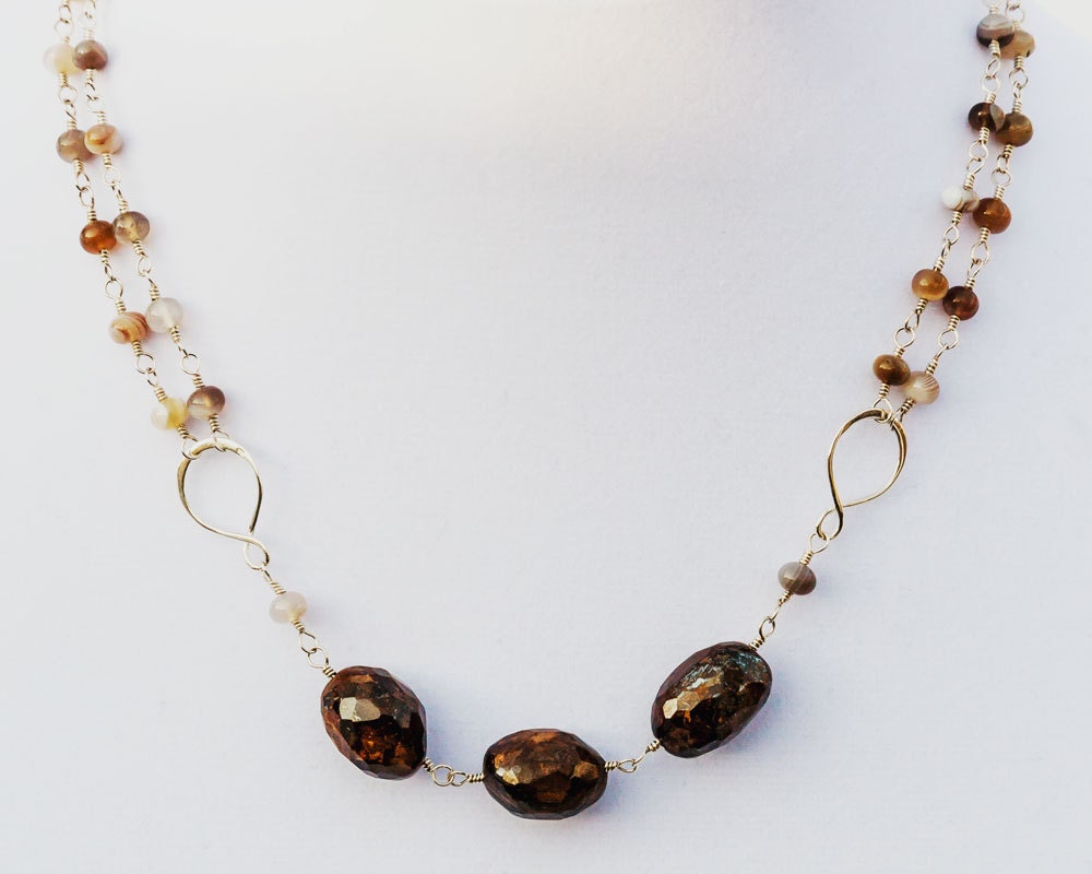 Earth Necklace With Bronzite Nuggets and Botswana Agates in - Etsy Canada