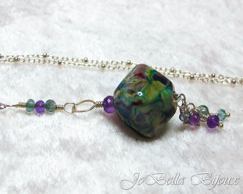 Glass Lampwork Necklace/ Amethyst/ Moss Aquamarine/ for Her/ - Etsy Canada