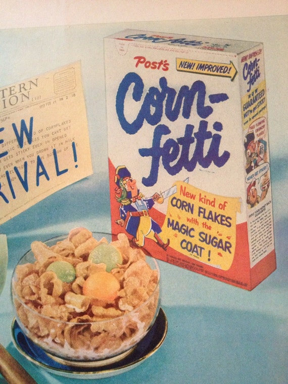 Vintage 1953 Post Corn-Fetti Cereal Ad Paper Ephemera from a | Etsy