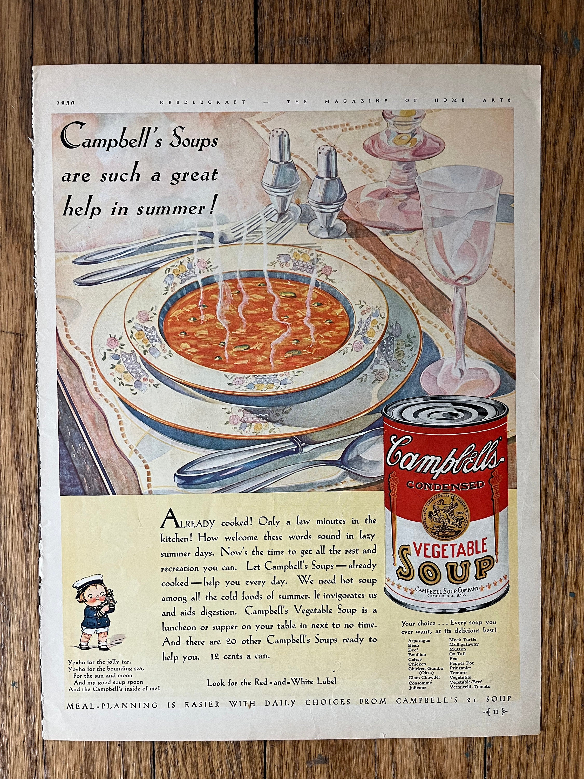 Antique Campbell Soup Original Advertisement Vintage Kitchen - Etsy