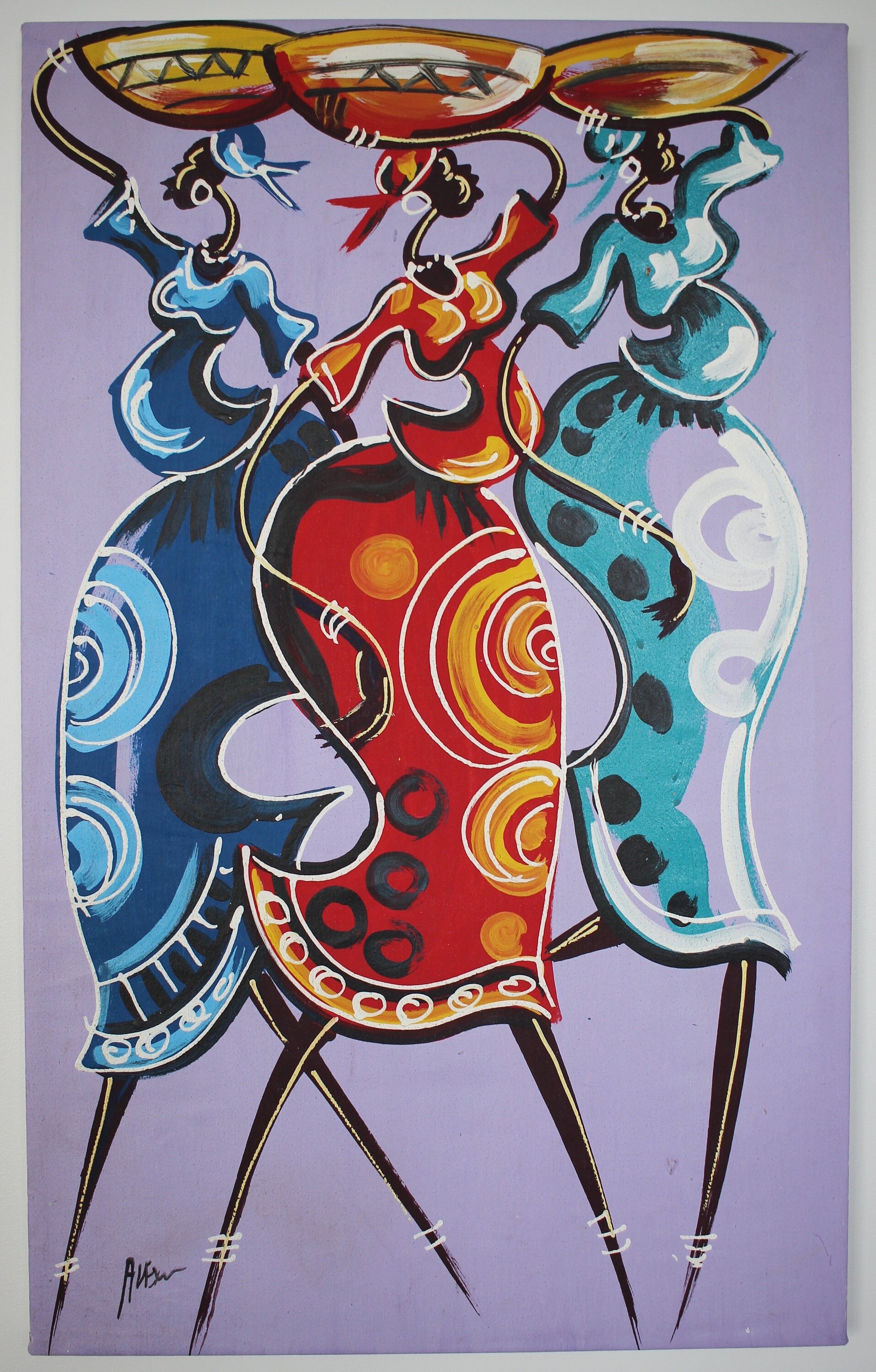 Handmade in Ghana Wall Decor Acrylic Painting Canvas Wall Art Original